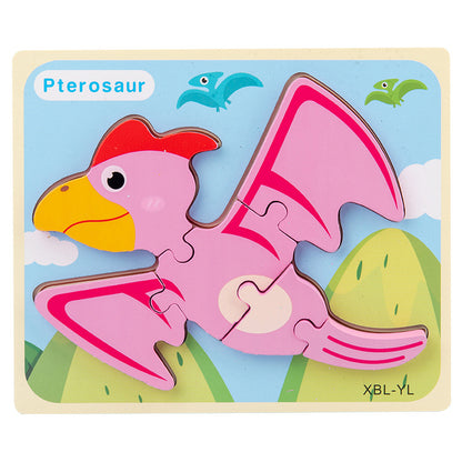 Wooden Cartoon Dinosaur 3D Puzzle Jigsaw for Kids Montessori