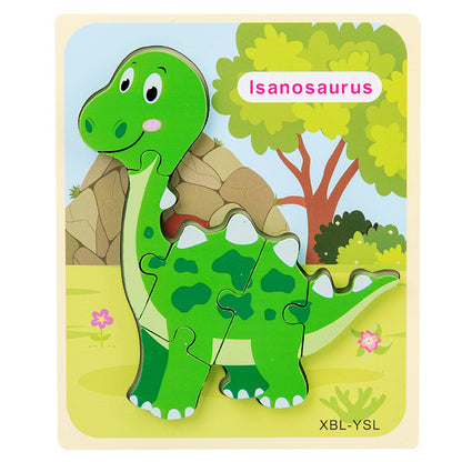 Wooden Cartoon Dinosaur 3D Puzzle Jigsaw for Kids Montessori