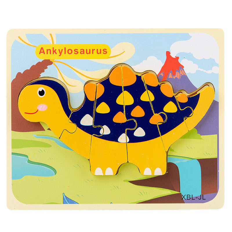 Wooden Cartoon Dinosaur 3D Puzzle Jigsaw for Kids Montessori