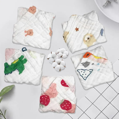 Muslin 6 Layers Cotton Soft Baby Washcloth/Burp Cloth 5pc/Set